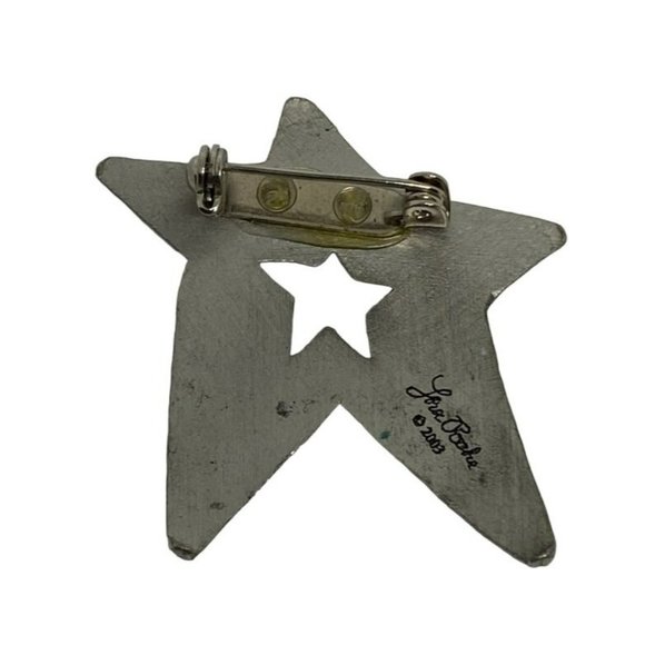 Rare Vintage 2003 Lora Rocke Signed Star Pewter Brooch Pin With Cutout Design - Picture 2 of 3